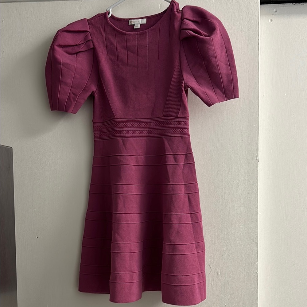 Elegant Plum Dress with Puff Sleeves